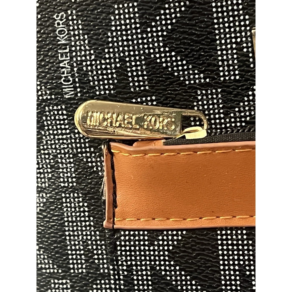 Michael Kors MK Logo Crossbody Bag Black Brown Adjustable Strap Purse Authentic - Picture 6 of 16